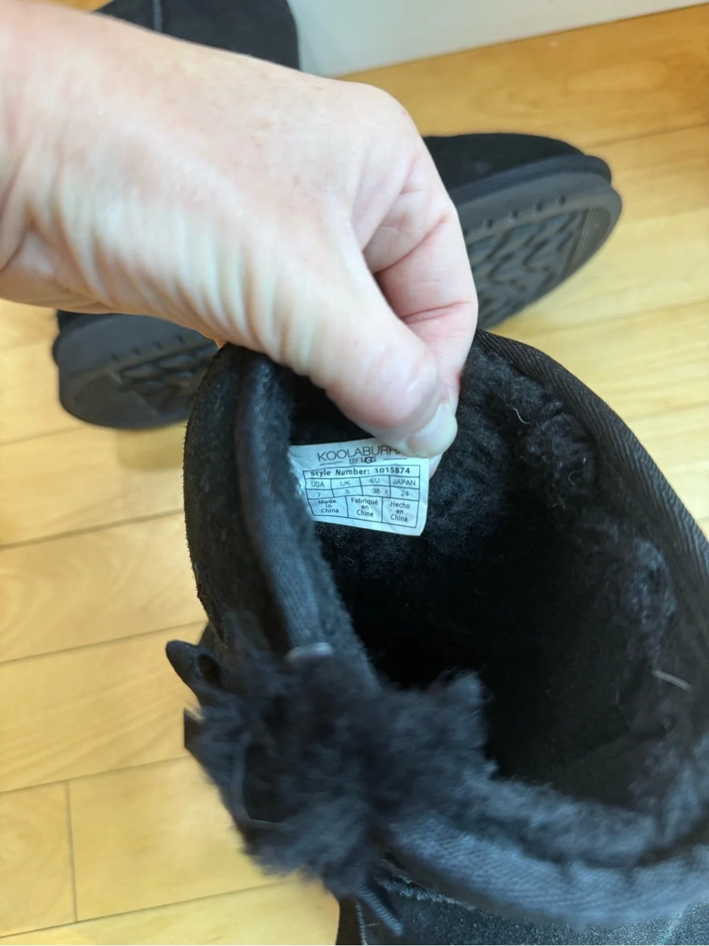 Koolaburra Black Suede Mid-Calf Boots with Side Bows and Shearling